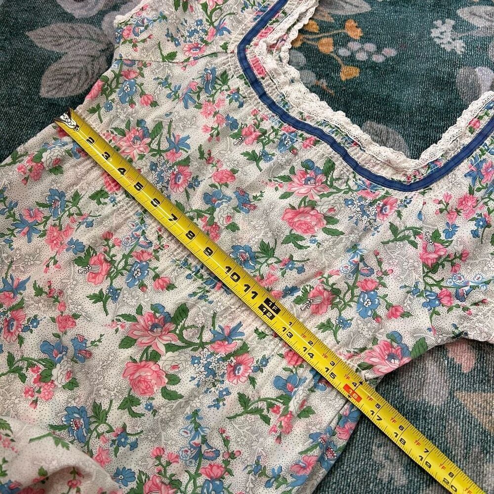 Vintage Youngland Dress Mini Square neck dainty Floral Short Sleeve Feminine M - Picture 7 of 16